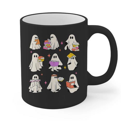 Read More Books Spooky Teacher Halloween Ghost Reading Book Graphic Print Coffee Mug - teacherstshirts.com UK