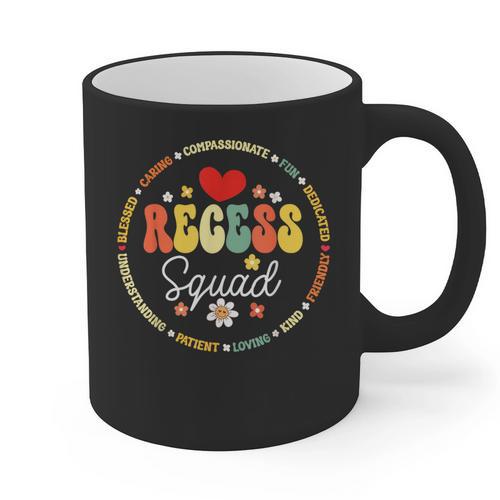Recess Squad Crew Teachers Students Monitor Back To School Graphic Print Coffee Mug - teacherstshirts.com AU