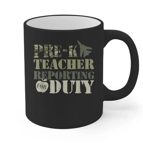 Retro Back To School Women Old Camo Pre-K Teacher Graphic Print Coffee Mug - teacherstshirts.com AU