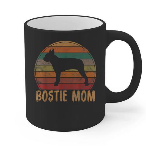 Retro Boston Terrier Mom Dog Mother Pet Bostie Mama Graphic Print Coffee Mug - Bostonterriersmerch.com