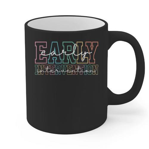 Retro Early Intervention Teacher Intervention Specialist Graphic Print Coffee Mug - teacherstshirts.com CA