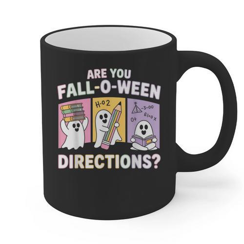 Retro Are You Fall O Ween Directions Teacher Halloween Ghost Graphic Print Coffee Mug - teacherstshirts.com AU