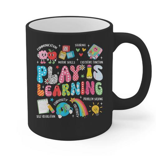 Retro Play Is Learning Kindergarten Teacher Team Women Graphic Print Coffee Mug - teacherstshirts.com