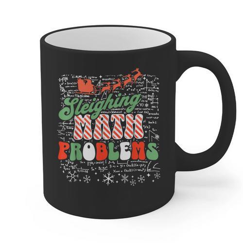 Retro Sleighing Math Problems Santa Math Teacher Christmas Graphic Print Coffee Mug - teacherstshirts.com AU