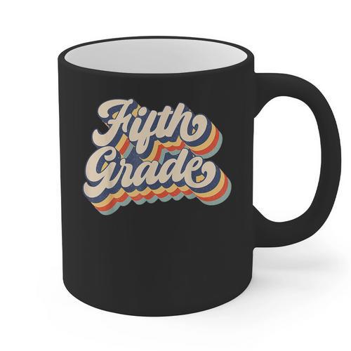 Retro Sunset Fifth Grade Teacher & Student Back To School Graphic Print Coffee Mug - teacherstshirts.com UK