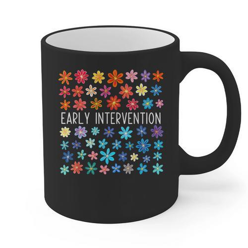 Retro Wildflower Early Intervention Teacher Interventionist Graphic Print Coffee Mug - teacherstshirts.com