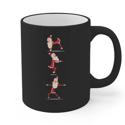 Santa Yoga Poses For Yogi Teacher Christmas Yoga Poses Graphic Print Coffee Mug - teacherstshirts.com