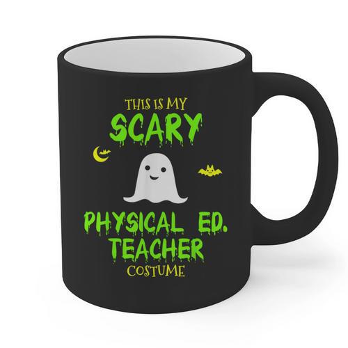 Scary Physical Education Ed Teacher Costume Halloween Easy Graphic Print Coffee Mug - teacherstshirts.com DE
