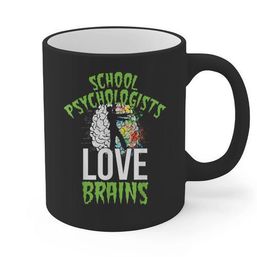 School Psychologists Love Brains Halloween Teacher Counselor Graphic Print Coffee Mug - teacherstshirts.com UK