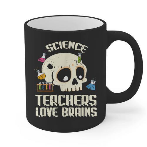 Science Teachers Love Brains Teachers Halloween Graphic Print Coffee Mug - teacherstshirts.com AU