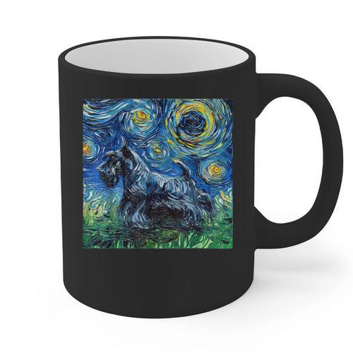 Scottish Terrier Starry Night Scotty Dog Art By Aja Graphic Print Coffee Mug - Bostonterriersmerch.com DE