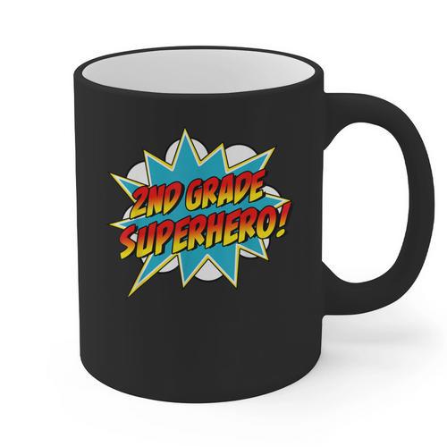 Second Grade Superhero Teacher Student 2nd Grade Comic Retro Graphic Print Coffee Mug - teacherstshirts.com