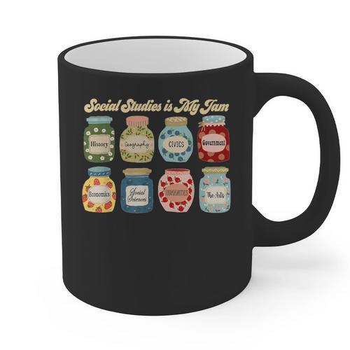 Social Studies Is My Jam History Teacher Back To School Graphic Print Coffee Mug - teacherstshirts.com