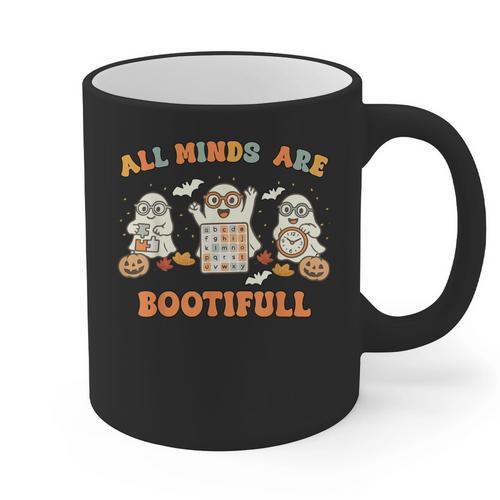 Special Education All Minds SPED Teacher Ghost Halloween Graphic Print Coffee Mug - teacherstshirts.com