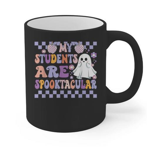 My Students Are Spooktacular Teacher Halloween Vibes Graphic Print Coffee Mug - teacherstshirts.com
