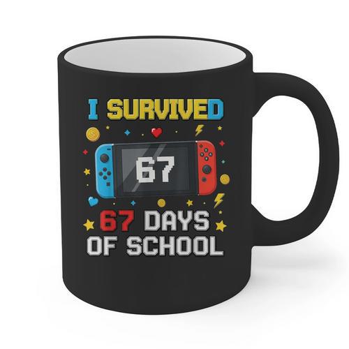 I Survived 67 Days Of School 67 Teacher Squad Matching Graphic Print Coffee Mug - teacherstshirts.com