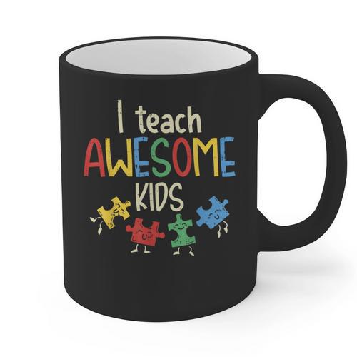 I Teach Awesome Kids Shirt Autism Special Education Teacher Graphic Print Coffee Mug - teacherstshirts.com CA