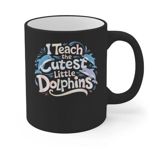 I Teach The Cutest Little Dolphins Cute Animal Teacher Graphic Print Coffee Mug - teacherstshirts.com AU