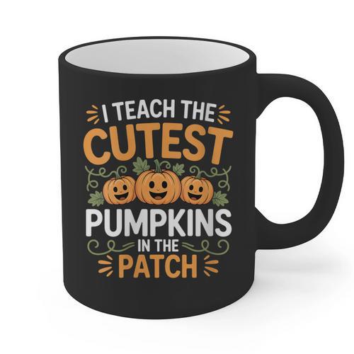 I Teach The Cutest Pumpkins In The Patch Halloween Teacher Graphic Print Coffee Mug - teacherstshirts.com AU