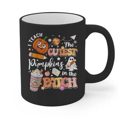 I Teach The Cutest Pumpkins In The Patch Halloween Teacher Graphic Print Coffee Mug - teacherstshirts.com AU