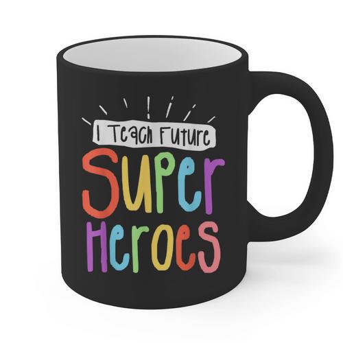 I Teach Future Superheroes Teacher Teaching Graphic Print Coffee Mug - teacherstshirts.com