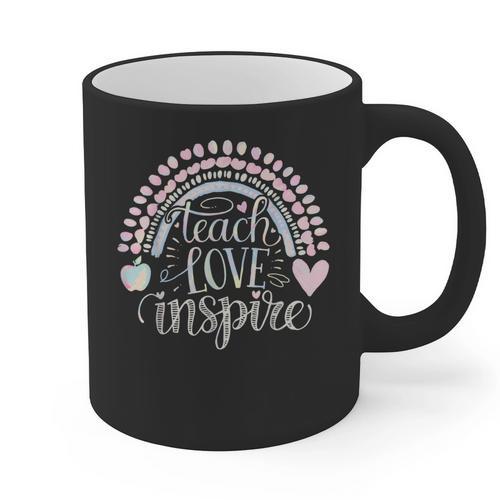 Teach Love Inspire Teacher Graphic Print Coffee Mug - teacherstshirts.com UK