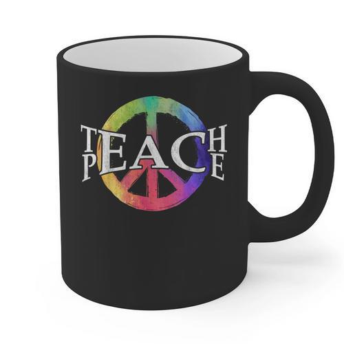 Teach Peace For Teachers And Educators Counselor Graphic Print Coffee Mug - teacherstshirts.com