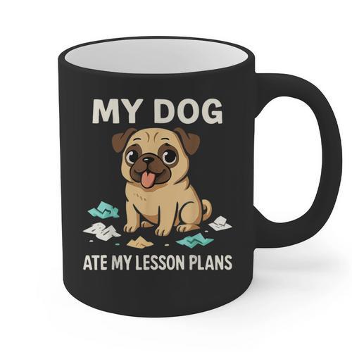 Teacher My Dog Ate My Lesson Plans School Staff Graphic Print Coffee Mug - teacherstshirts.com
