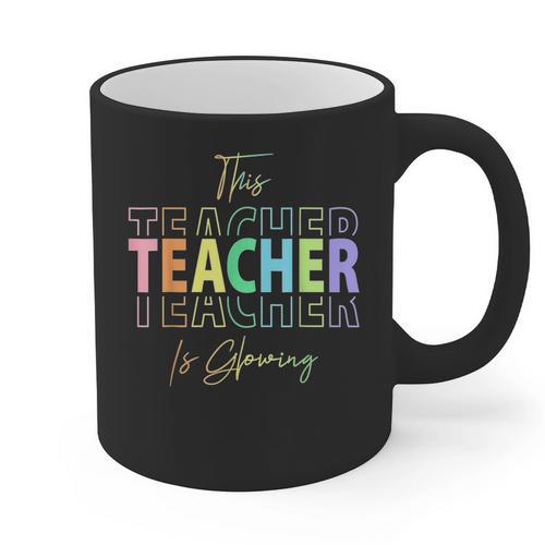 This Teacher Is Glowing Hello Summer End Of School Graphic Print Coffee Mug - teacherstshirts.com AU