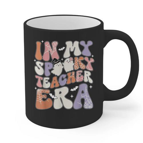 Teacher Halloween In My Spooky Teacher Era Retro Groovy Graphic Print Coffee Mug - teacherstshirts.com DE