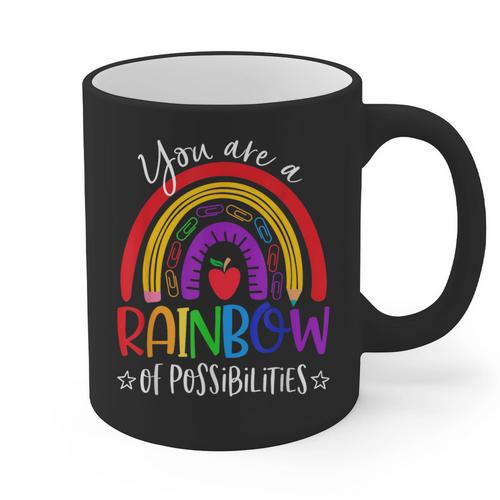 Teacher You Are a Rainbow Of Possibilities Funny Graphic Print Coffee Mug - teacherstshirts.com UK
