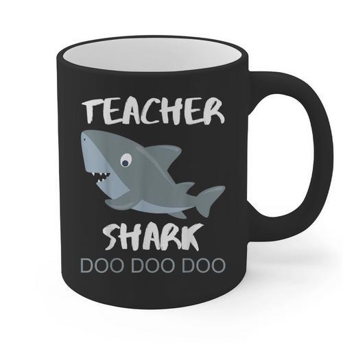 Teacher Shark Shirt Christmas Idea For Him Her Graphic Print Coffee Mug - teacherstshirts.com UK