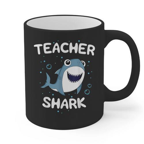 Teacher Shark Teaching Back To School Kindergarten Graphic Print Coffee Mug - teacherstshirts.com