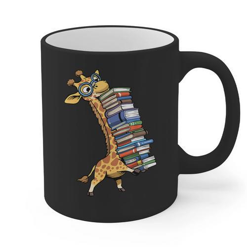 Teacher Shirt Giraffe Holding Books Bookworm Librarian Graphic Print Coffee Mug - teacherstshirts.com