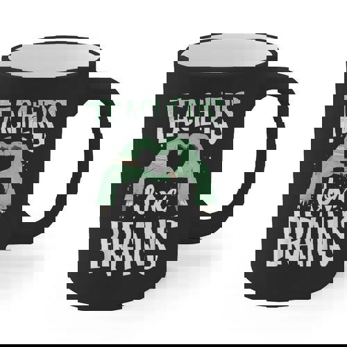 Teachers Love Brains Halloween Costume Trick Treat Zombie Graphic Print Coffee Mug - teacherstshirts.com