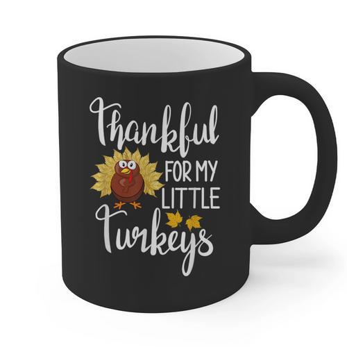 Teachers Thanksgiving Thankful For My Little Turkeys Graphic Print Coffee Mug - teacherstshirts.com UK