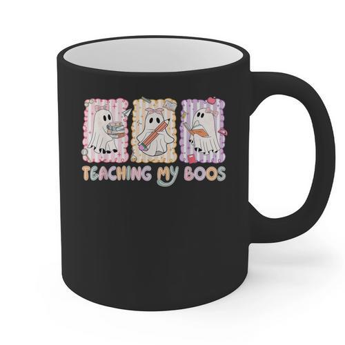 Teaching Is My Boos Teacher Ghost Halloween Women Girls Graphic Print Coffee Mug - teacherstshirts.com UK