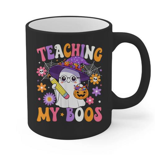 Teaching My Boos Teacher Ghost Teach Halloween Teacher Graphic Print Coffee Mug - teacherstshirts.com UK