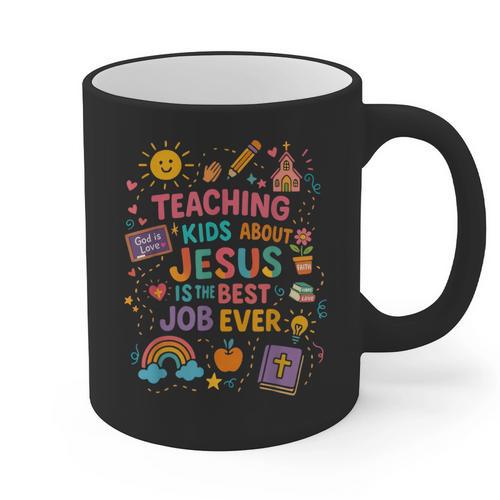 Teaching Kids About Jesus Is The Best Job Ever Bible Teacher Graphic Print Coffee Mug - teacherstshirts.com AU