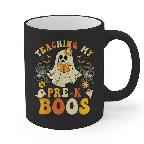 Teaching My Pre-K Boos Crew Teachers Halloween Ghost Graphic Print Coffee Mug - teacherstshirts.com DE