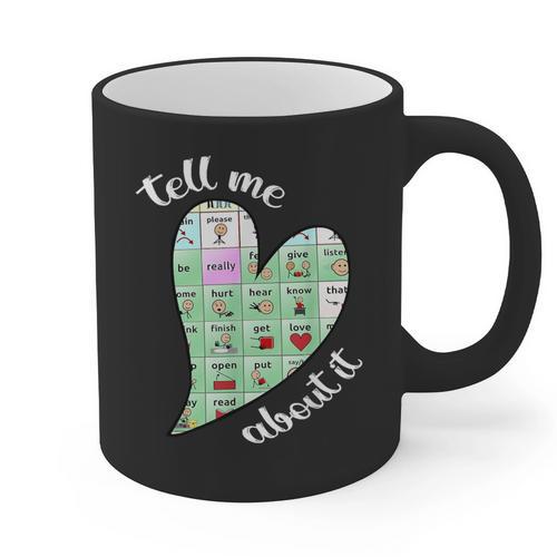 Tell Me About It Speech Pathology Aac Sped Teacher Graphic Print Coffee Mug - teacherstshirts.com