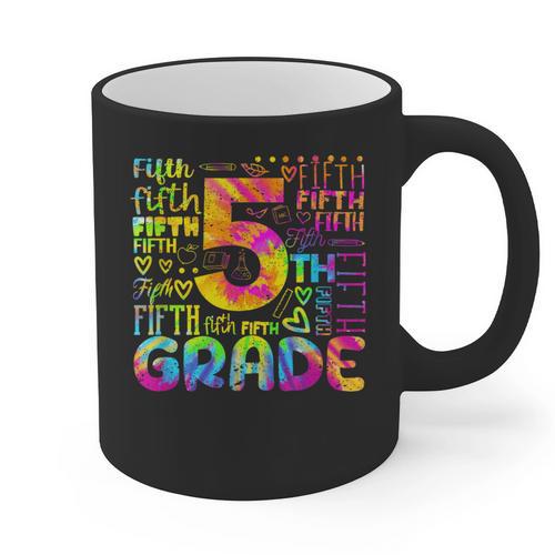 Tie Dye 5th Grade Typography Team Fifth Grade Teacher For Men Women Girls Kids Graphic Print Coffee Mug - teacherstshirts.com UK