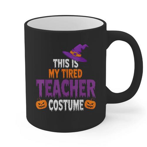 Tired Teacher Costume For Halloween Teachers Graphic Print Coffee Mug - teacherstshirts.com