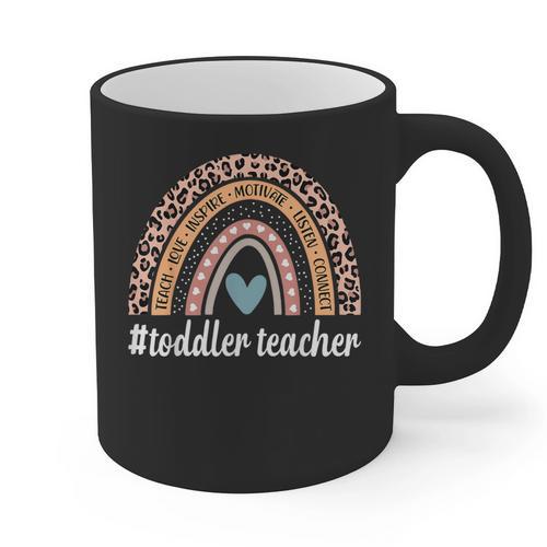 Toddler Teacher Rainbow Leopard Infant Teacher Men Women Graphic Print Coffee Mug - teacherstshirts.com DE