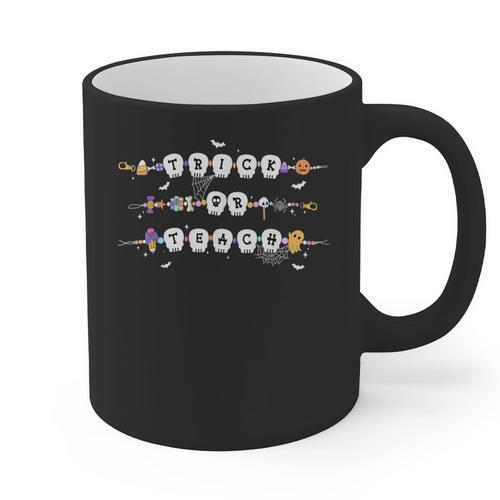 Trick Or Teach Spooky Teacher Happy Halloween Bracelet Graphic Print Coffee Mug - teacherstshirts.com
