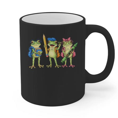 Trio Cute Frogs Welcome Back To School Teachers Girls Boys Graphic Print Coffee Mug - teacherstshirts.com
