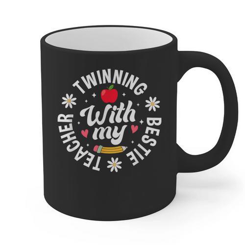 Twin Day Teacher Twinning With My Bestie Matching For Men Women Graphic Print Coffee Mug - teacherstshirts.com UK