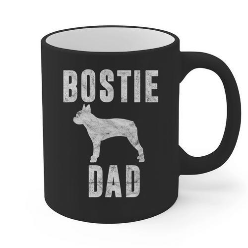 Vintage Boston Terrier Dad Dog Daddy Bostie Father Graphic Print Coffee Mug - Bostonterriersmerch.com