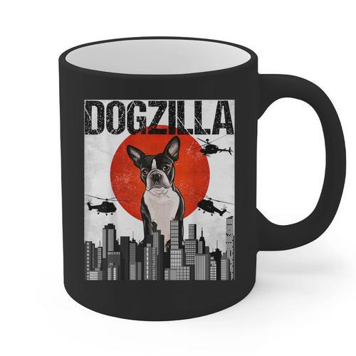 Vintage Japanese Dogzilla Boston Terrier Graphic Print Coffee Mug - Bostonterriersmerch.com