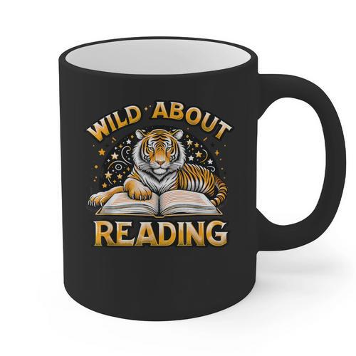 Wild About Reading Tiger For Teachers & Students Graphic Print Coffee Mug - teacherstshirts.com AU